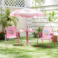 4 Pieces Kids Picnic Set with 2 Folding Chairs and Height Adjustable Umbrella-Pink