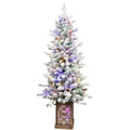 4ft Pre-lit Potted Porch Christmas Tree Small Slim Christmas Tree With
