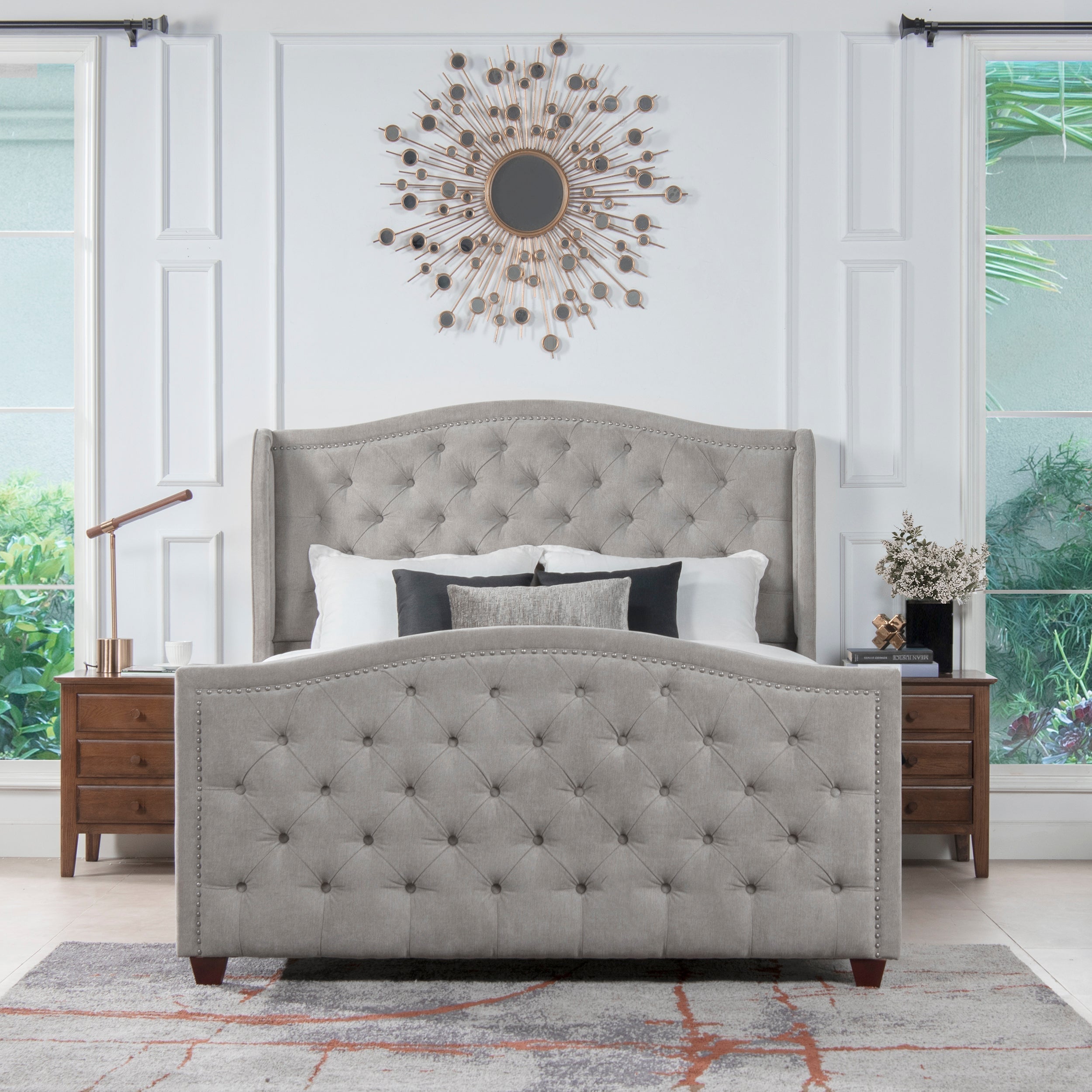 The Eldhavn™ Nailhead Upholstered Bedframe King