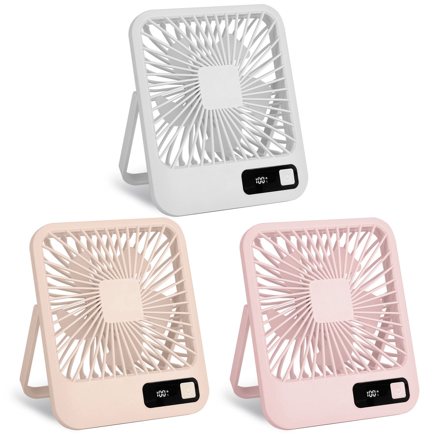 3 Colors Options -- 1Pc Mini Desktop Cooling Fan Rechargeable Battery