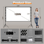 1Pc 120inch Or 100inch Projector Screen With Stand 16 9 4K HD Rear