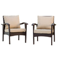 HONOLULU Brown Club Chair Set of 2 with Weather-Resistant Wicker Finish and Cushions
