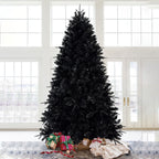 Prelit Black Christmas Tree With White Lights Artificial Fake
