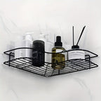 1pc Wall Mounted Bathroom Shelf, Shower Caddy Rack, No Punching