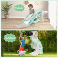 4-in-1 Kids Slide Rocking Horse with Basketball and Ring Toss-Green