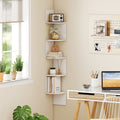 5-Tier Corner Shelf Floating Bookshelf Wall Mounted Storage Organizer-White