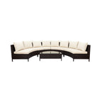 Alora Premium 5-Piece All-Weather Half-Moon Outdoor Rattan Wicker Patio Sectional Sofa Furniture Set With Tempered Glass Table (SAK32615)
