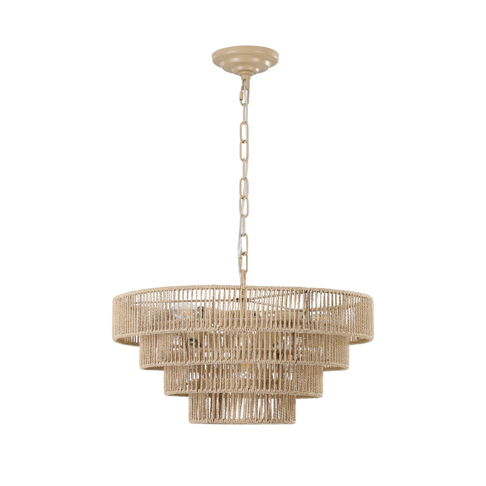 20' Modern 4-Layer Woven Hemp Rope Chandelier