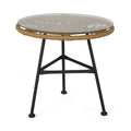 Petrichor Outdoor Side Table with Tempered Glass and Steel Frame