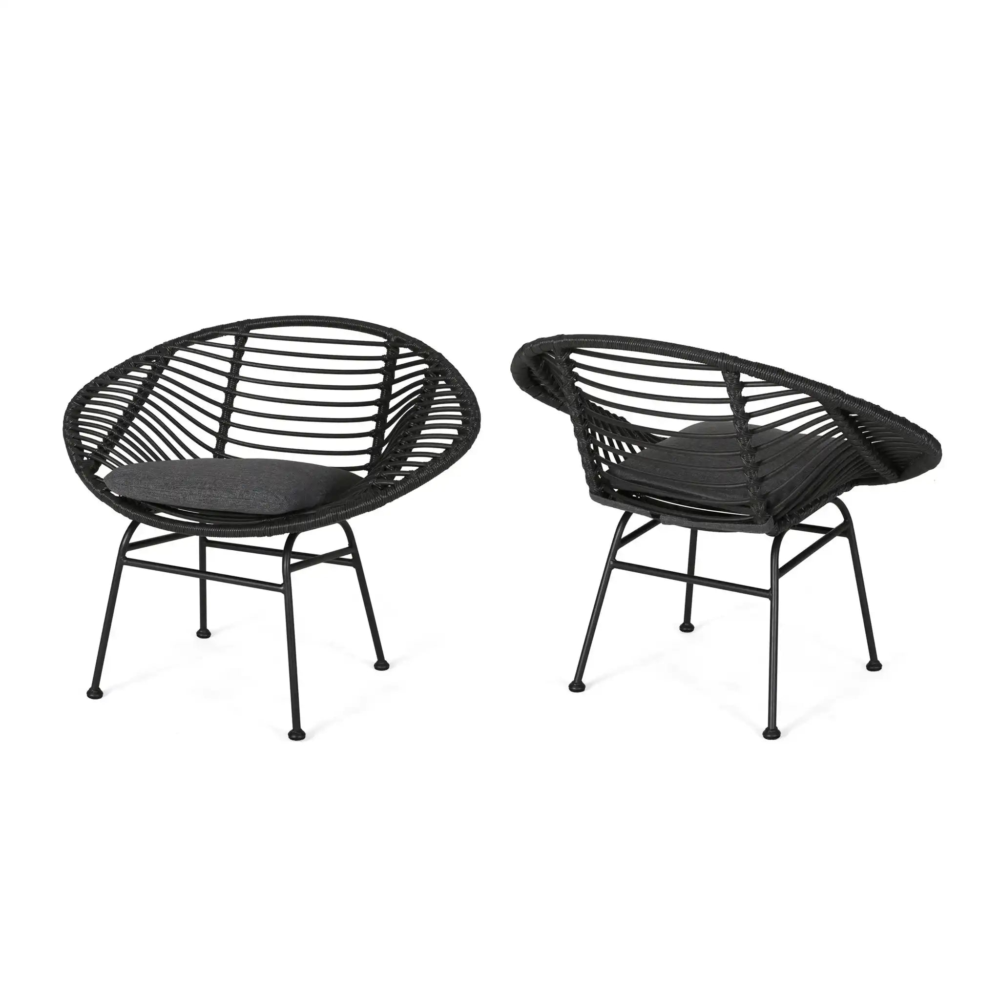 Cordella - Outdoor Woven Wicker Chairs With Cushions, Set of 2