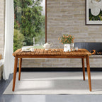 Acacia Wood Dining Table 6-Person Outdoor Table, Farmhouse Furniture