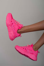 Berness Running Late Chunky Sole Athletic Sneakers in Hot Pink