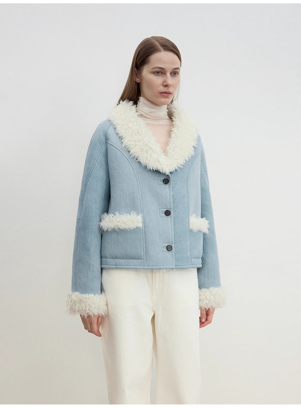 "Pure Era" imported high-quality lamb contrast color fruit collar