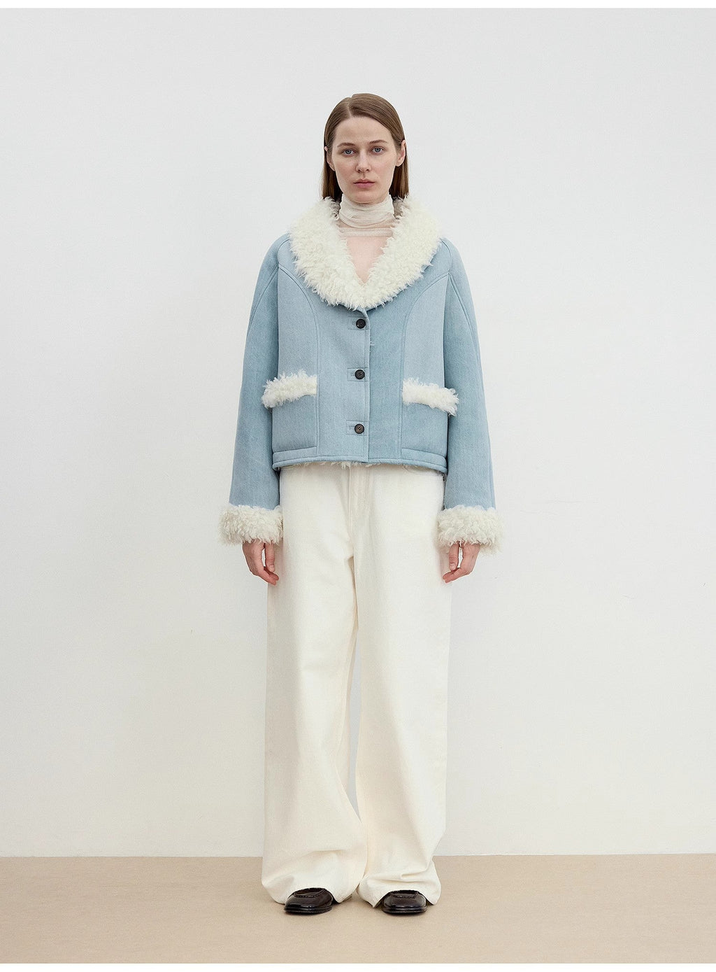 "Pure Era" imported high-quality lamb contrast color fruit collar