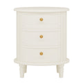 Oval Nightstand With 3 Drawers, Bedside Table - White
