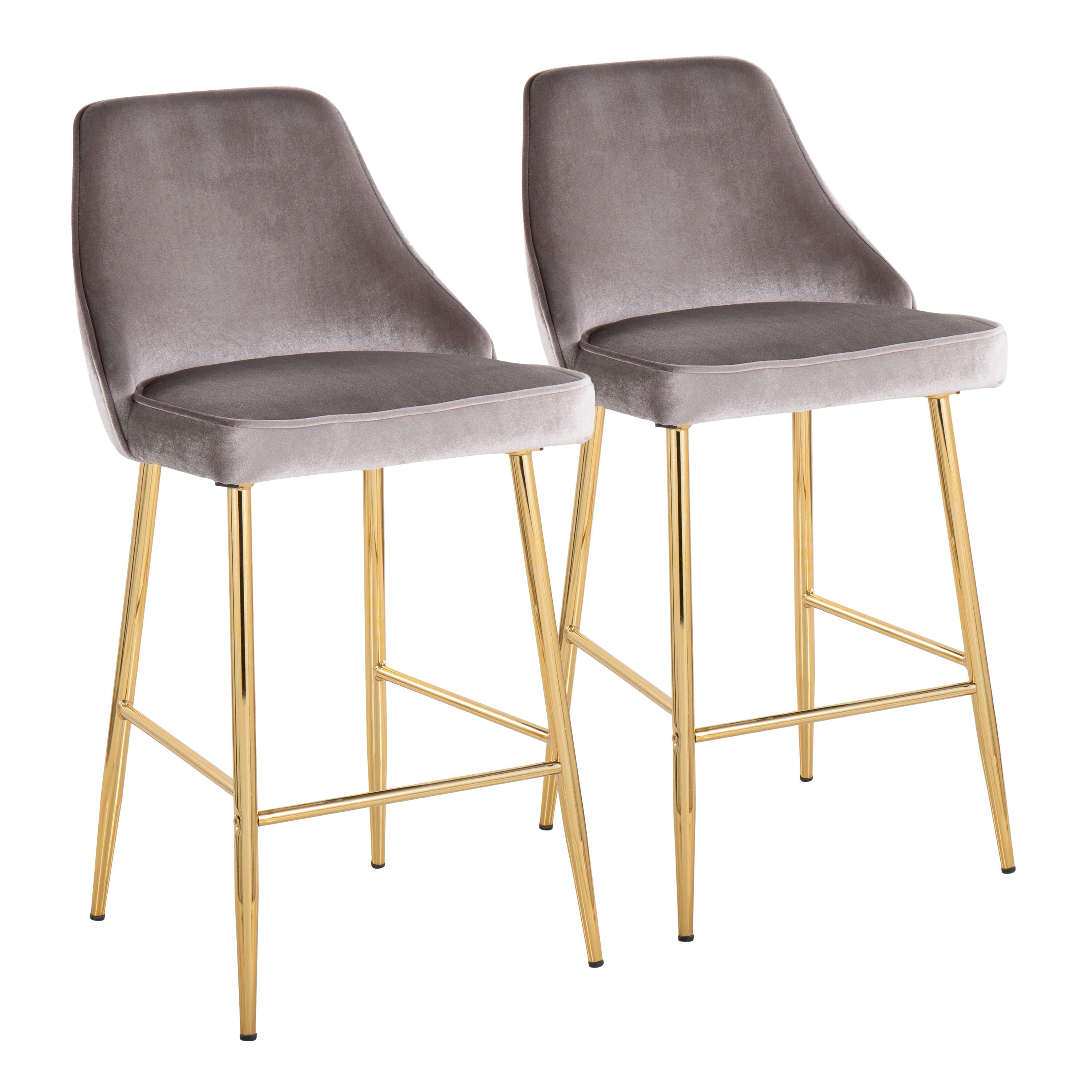 Marcel Contemporary/Glam Counter Stool in Gold Metal - Set of 2
