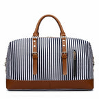 Large Striped Portable Canvas Travel Bag