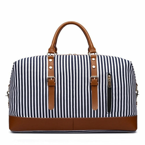 Large Striped Portable Canvas Travel Bag