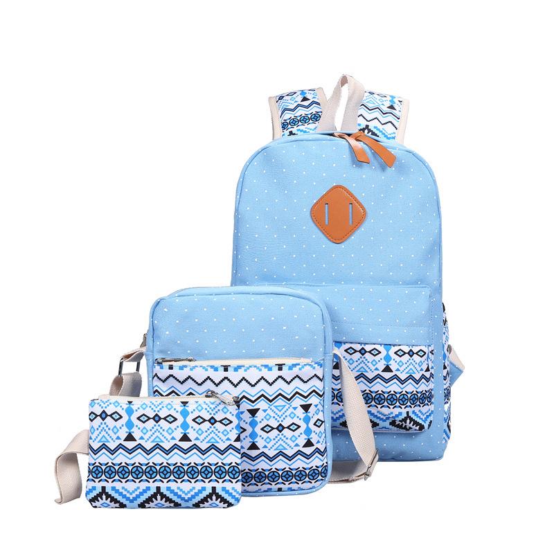 High Quality Breathable Printing Three-piece Wave Backpack