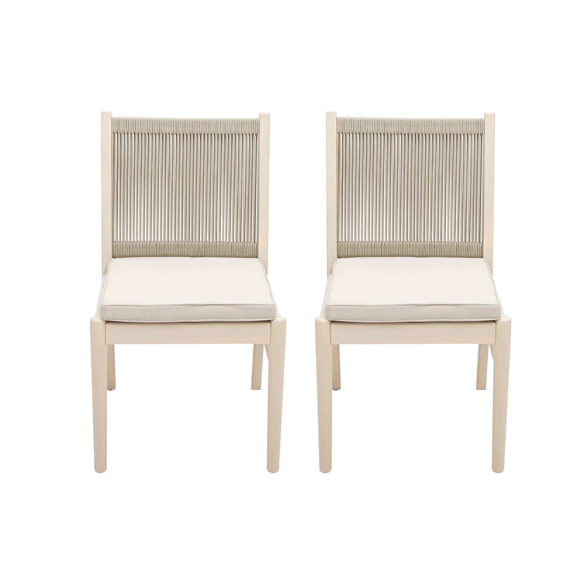 Cordoba Dining Chair Set of 2 - Comfortable Armless Chairs - Beige