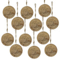 Wooden Hanging Circle With Snowflake Cut Christmas Ornaments (Set of 12)