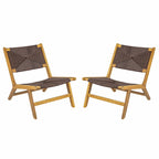 Acacia Wood Outdoor Armless Lounge Chair - Teak Set of 2