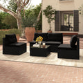 5-Piece Outdoor Patio Furniture Set with Cushions and Coffee Table-Black