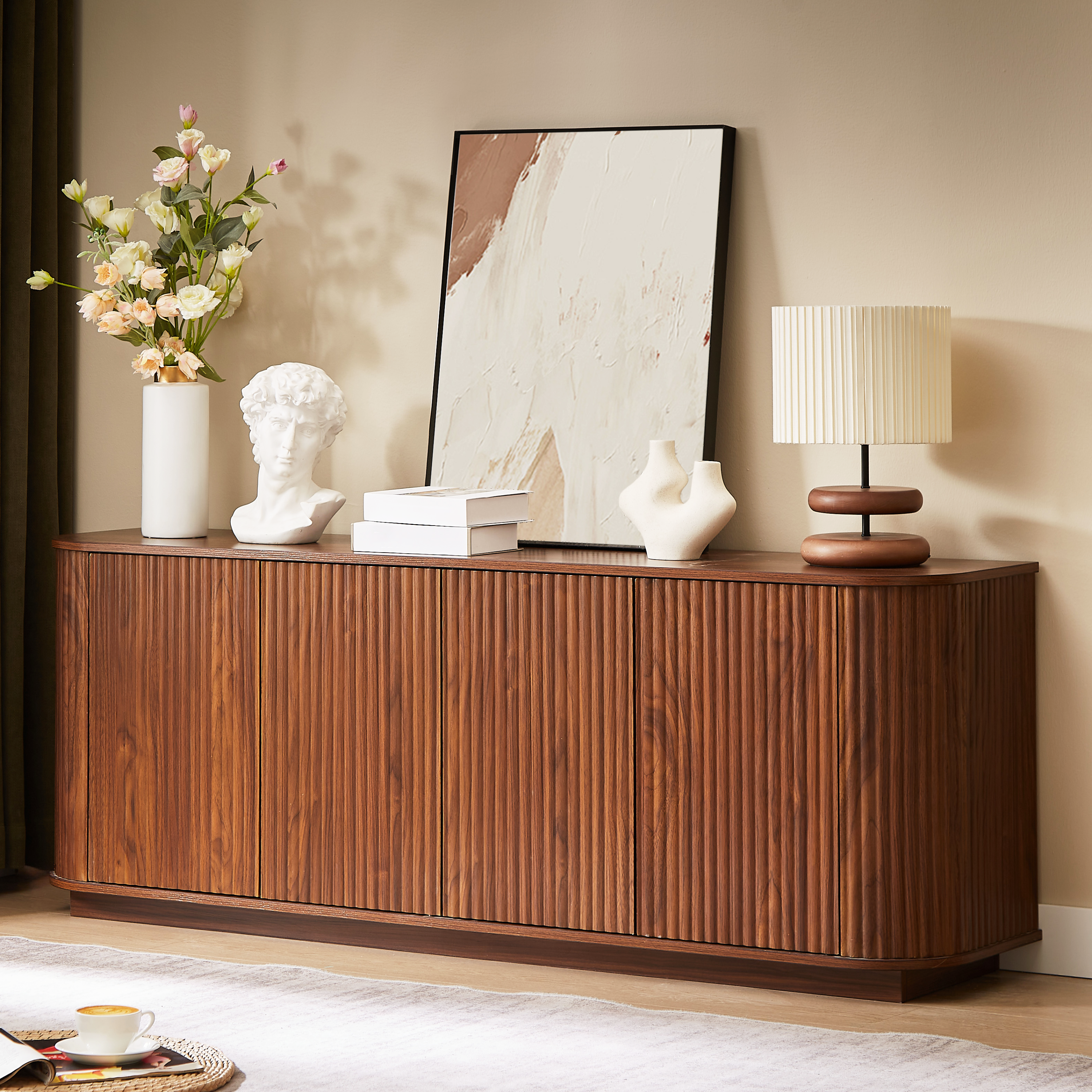 wave pattern sideboard storage cabinet