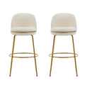 Rio Claro Indoor Metal Upholstered Barstool with Gold Finished Frame and Beige Upholstery Set of 2