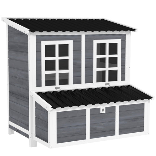 Wooden Chicken Coop With Nesting Box, Pull-Out Tray, Waterproof Roof,