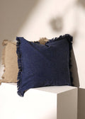 Handcrafted Cotton-Linen Fringe Throw Pillow - 22"