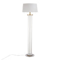 Rope Contemporary Floor Lamp in Natural Wood, White Metal, and White Rope Accent