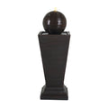 35.5' Dark Brown Concrete Tall Column Fountain with LED Lights