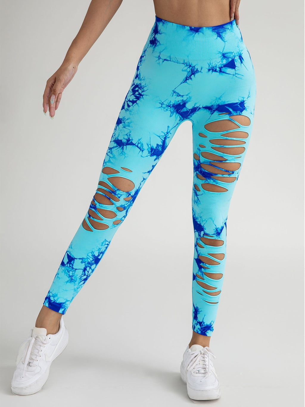 4 Pack New Style Hollow-Out Tie-Dye High-Waisted Tummy-Control Yoga