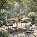 7-Piece Outdoor Dining Set for 6 with Acacia Wood Table and Rattan Chairs