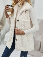 Fuzzy Button Up Vest Coat