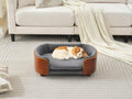 Scandinavian Style Elevated Dog Bed with Solid Walnut Wood Legs