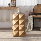 23.62" Height Three-Dimensional Embossed Pattern Wooden Nightstand