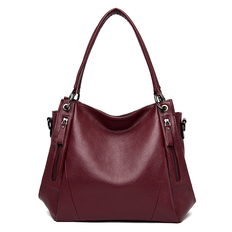 Soft Leather Boston Style Handbag For Women