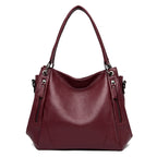 Soft Leather Boston Style Handbag For Women