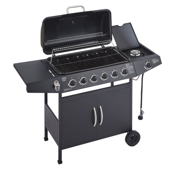 6 Burner BBQ Propane Gas Grill With Side Burner 59000 BTU Output
