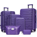 6-Piece Purple Expandable Hardshell Luggage Set with TSA Locks
