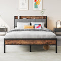 Full Size Bed Frame Storage Headboard with Charging Station