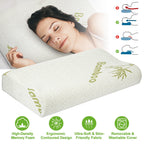 S-L Size Options -- 1Pc Bamboo Memory Foam Sleep Pillow Contoured