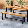 63 Inch 3-Person Acacia Patio Wood Outdoor Backless Bench-Set of 2