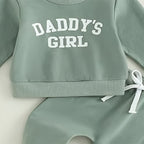 Baby Girl's 2-Piece Letter Print Sweater Set Long Sleeve Pullover And
