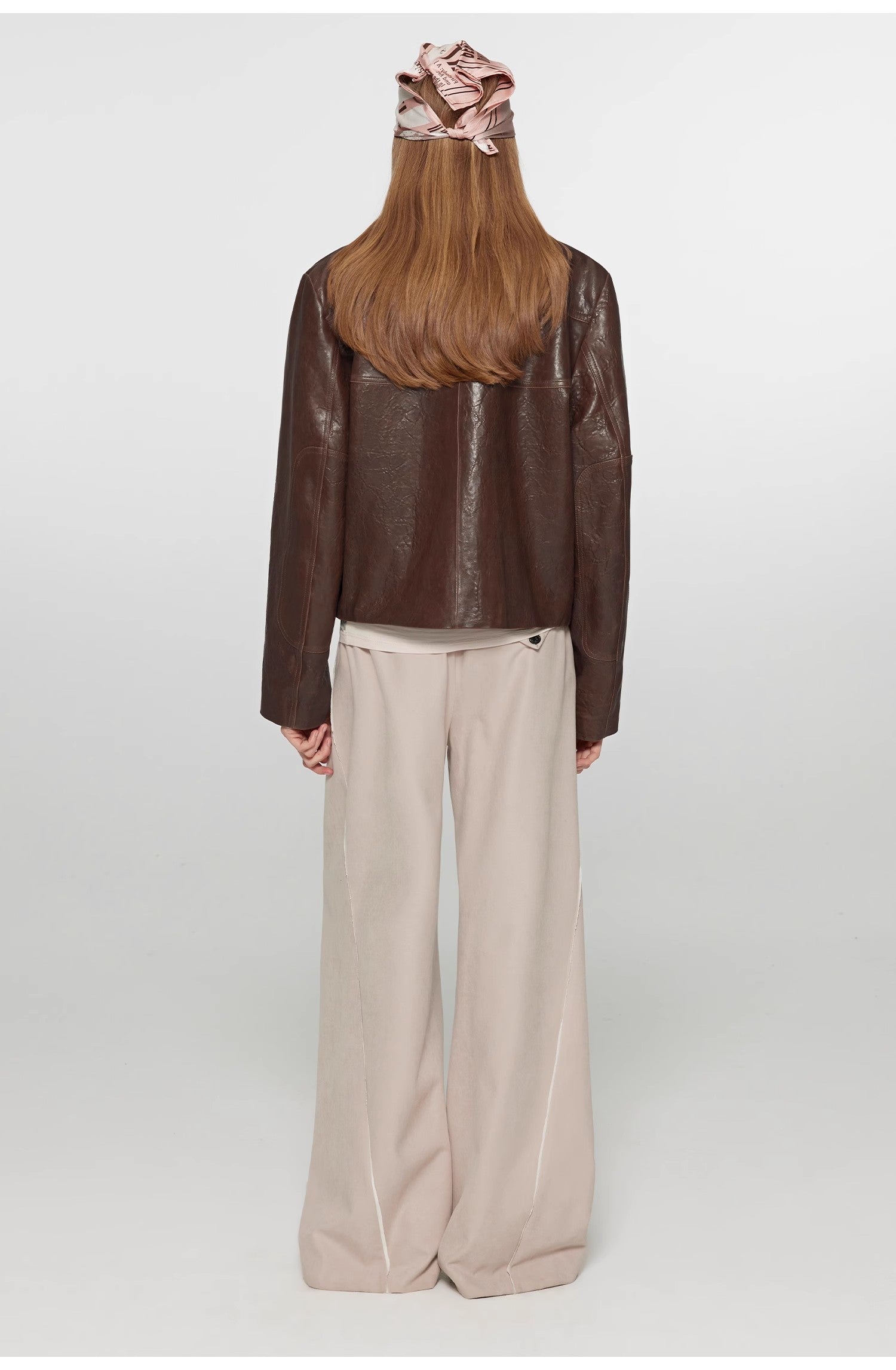 Retro Sheepskin Stand Collar Short Motorcycle Jacket “Caramel