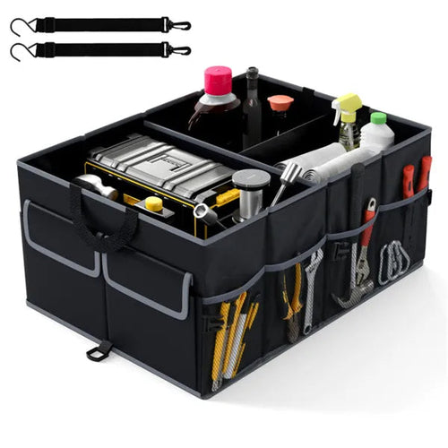 13 Gallon Car Trunk Organizer - 3 Compartments+6 Pockets, 600D Oxford