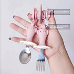 Infant Stainless Steel Training Spoon Fork Anti-drop