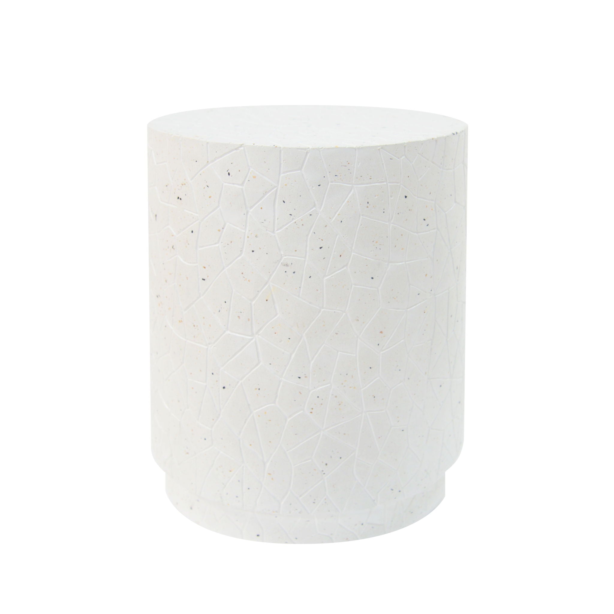 Outdoor Terrazzo Concrete Drum End Table - White Terrazzo